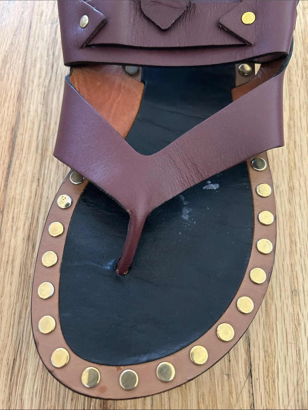Isabel Marant Brown and Black Studded Leather Sandals